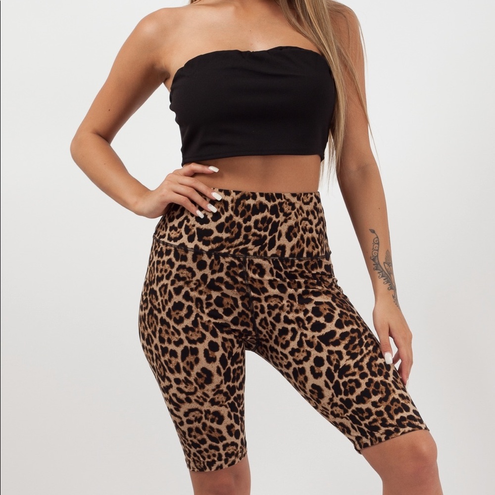 Leopard print cycling shorts
